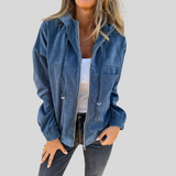 VELVET JACKET WITH HOOD AND ZIP