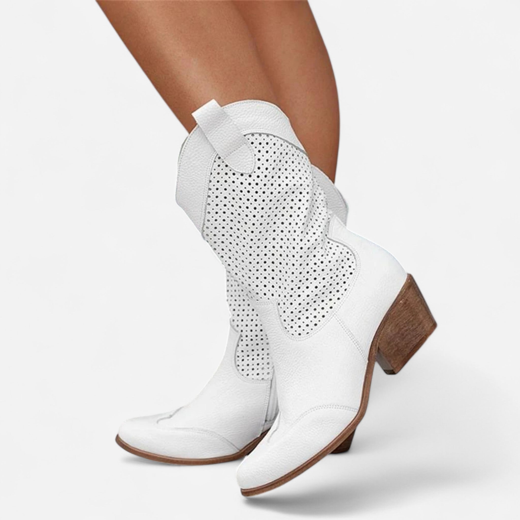 WESTERN SUEDE ANKLE BOOTS WITH BLOCK HEEL
