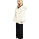SHORT WOOL JACKET WITH LUXURY FAUX-FUR CUFFS