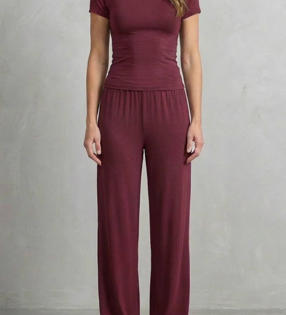 Élan – Sleek Simplicity – Pure Color Wide-Leg Pants Suit