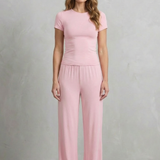 Élan – Sleek Simplicity – Pure Color Wide-Leg Pants Suit