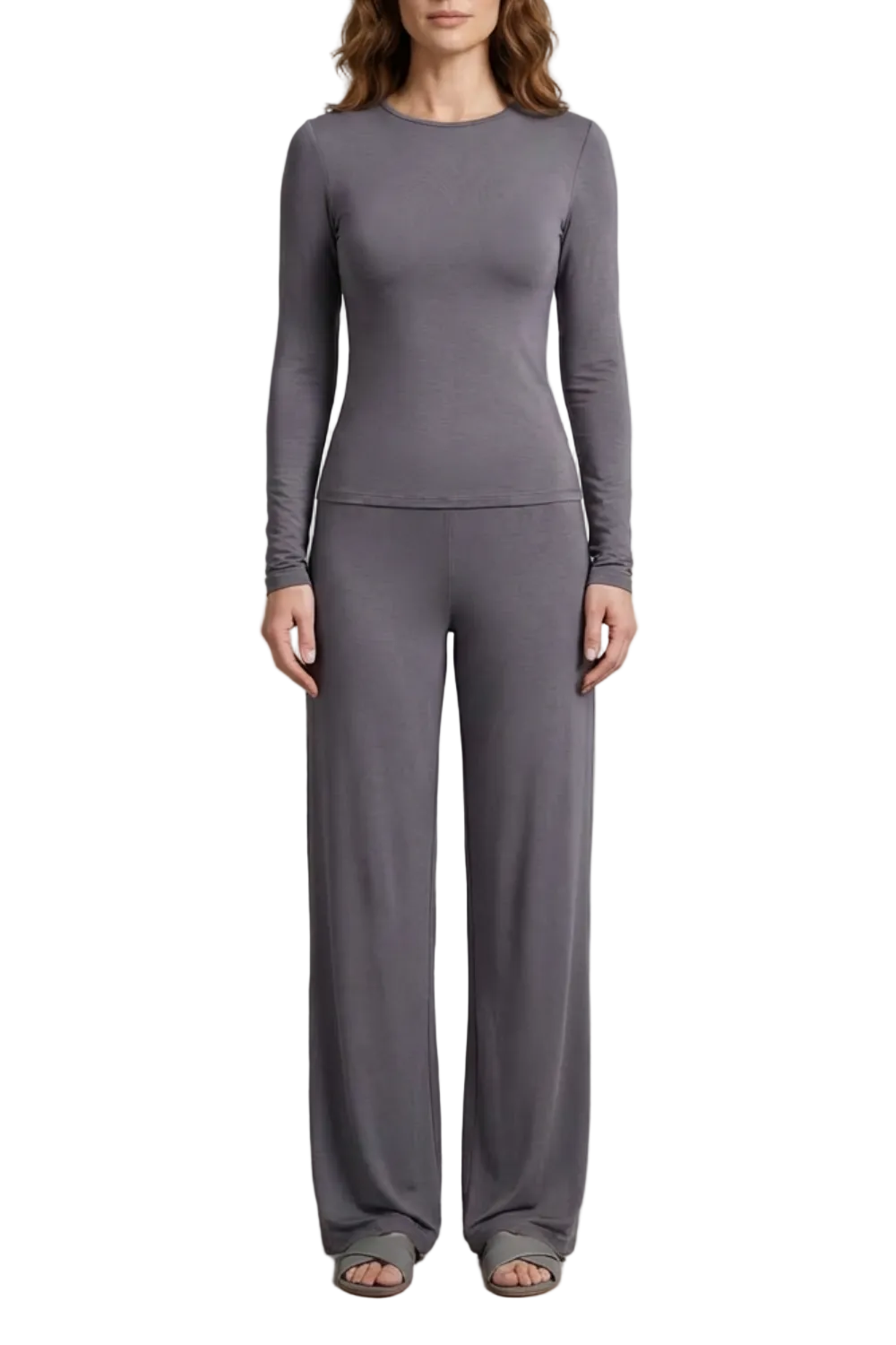 Élan – Sleek Simplicity – Pure Color Wide-Leg Pants Suit