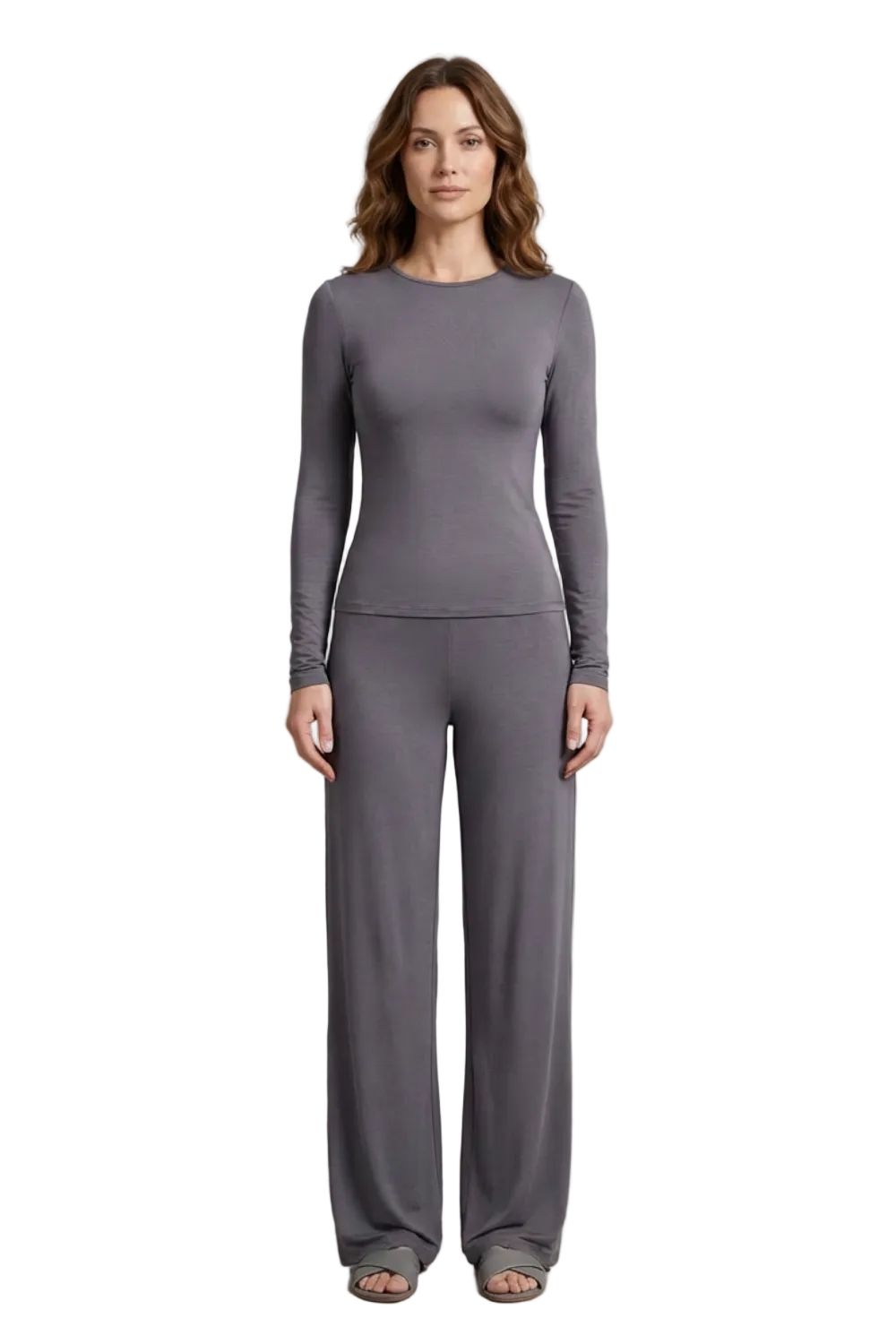Élan – Sleek Simplicity – Pure Color Wide-Leg Pants Suit