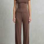 Élan – Sleek Simplicity – Pure Color Wide-Leg Pants Suit
