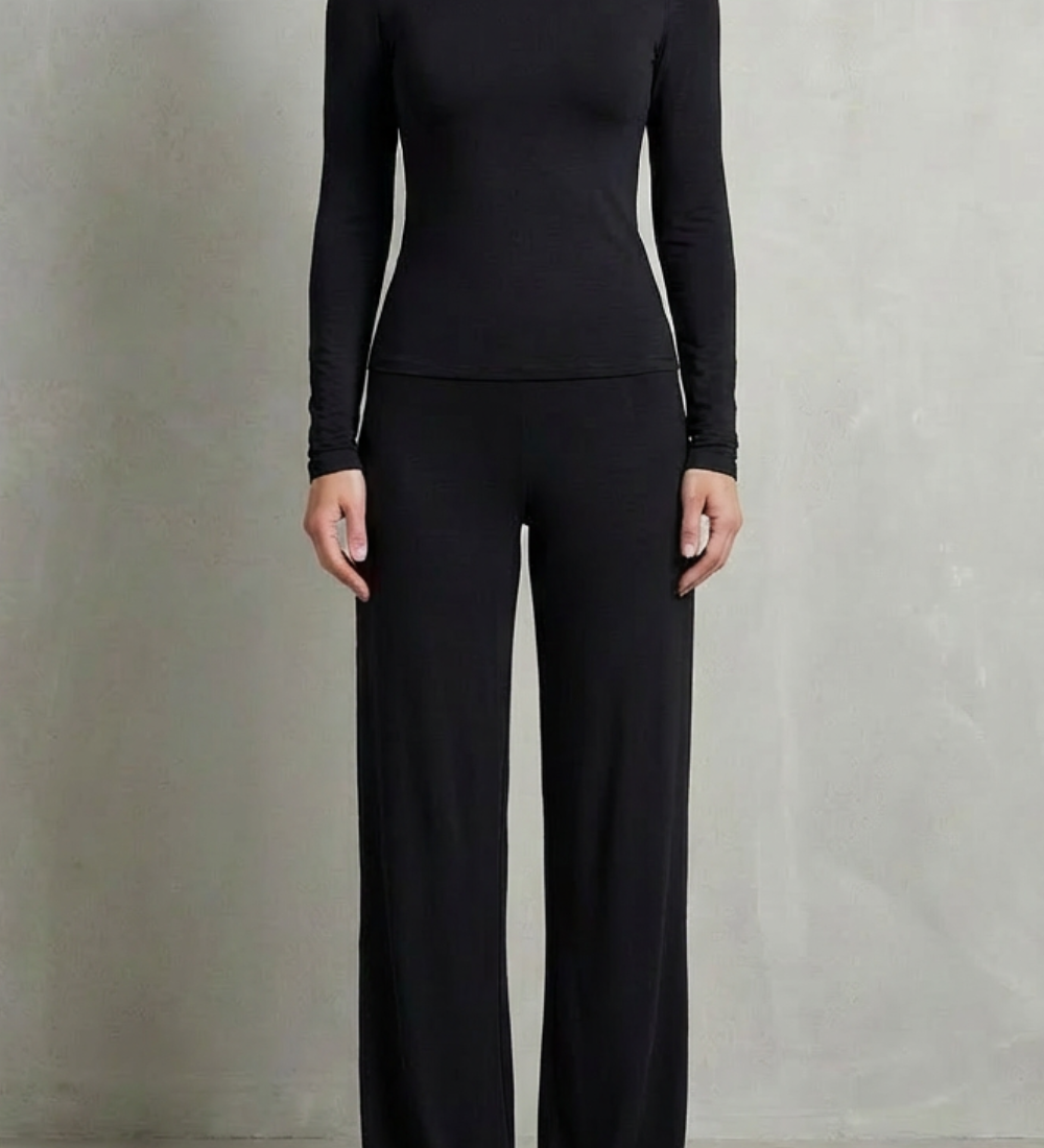 Élan – Sleek Simplicity – Pure Color Wide-Leg Pants Suit