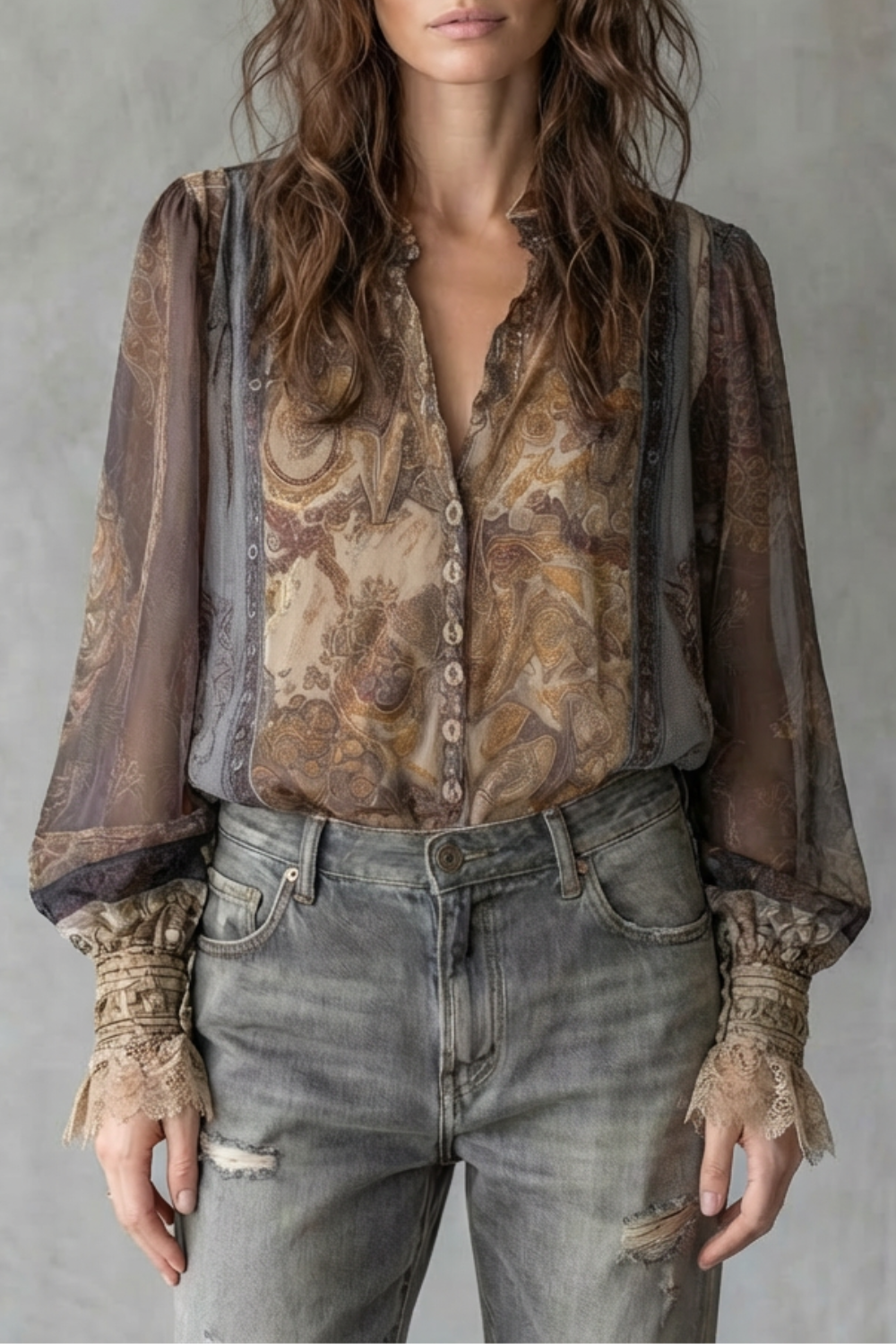 Élorine – Sheer paisley romance – Boho blouse