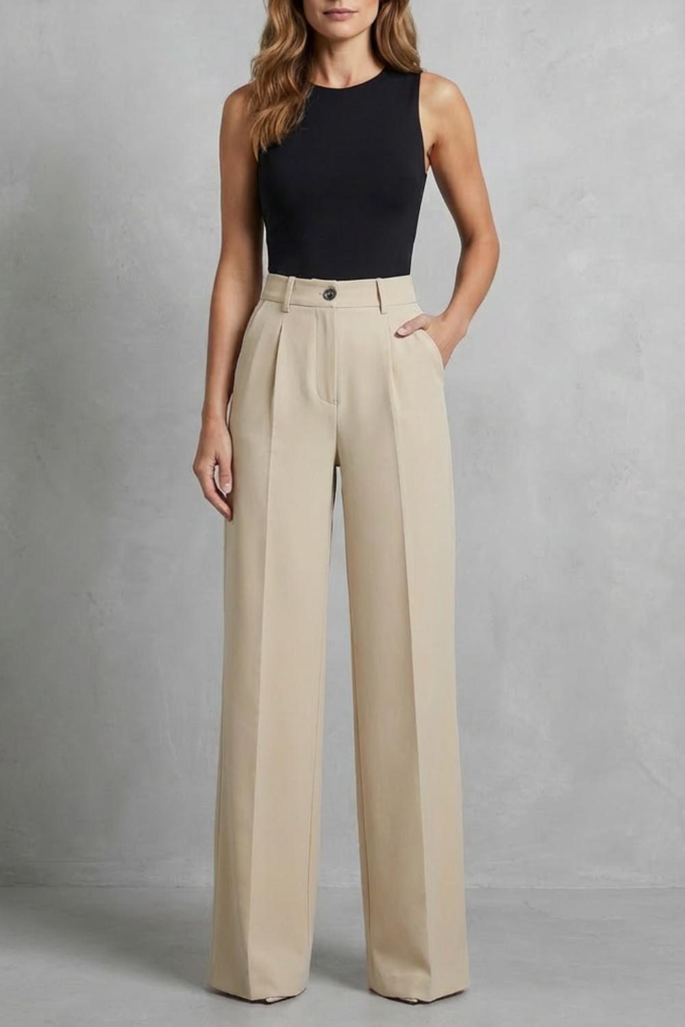 Elozane – Tailored pleats – High-waist wide-leg trousers