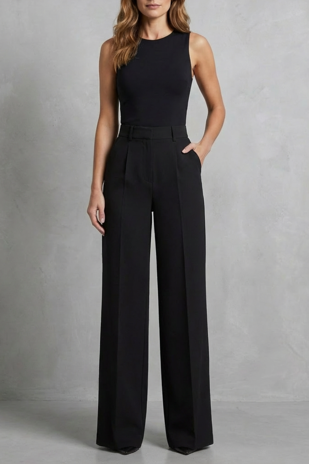 Elozane – Tailored pleats – High-waist wide-leg trousers