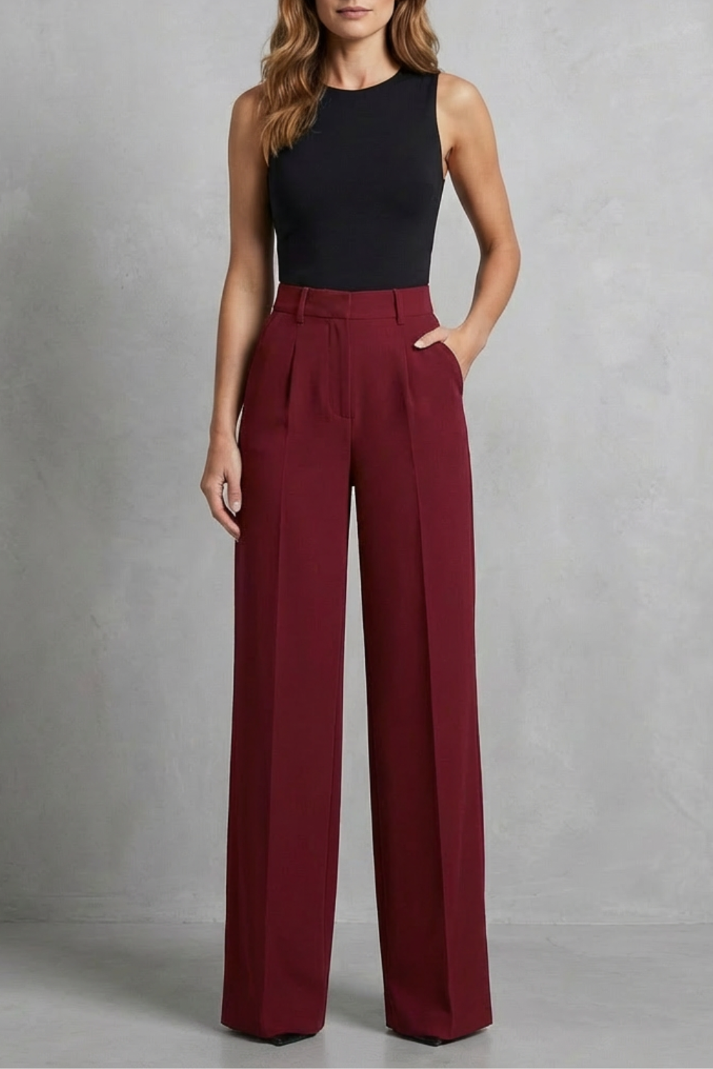 Elozane – Tailored pleats – High-waist wide-leg trousers