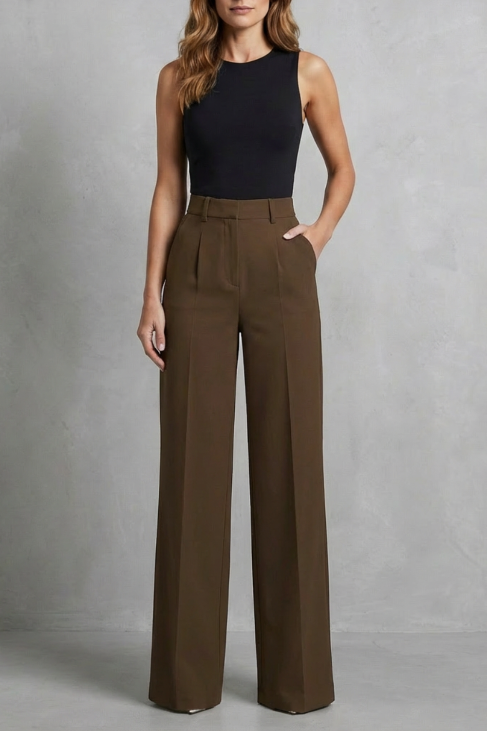 Elozane – Tailored pleats – High-waist wide-leg trousers