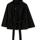Ivanna Manteau Laine Femme – Col Haut Élégant avec Ceinture Amovible & Coupe Décontractée