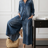 RELAXED WIDE-LEG DENIM JUMPSUIT