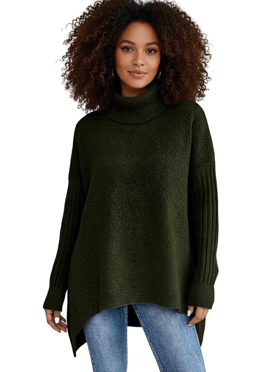 FIGURE-HUGGING TURTLENECK TOP