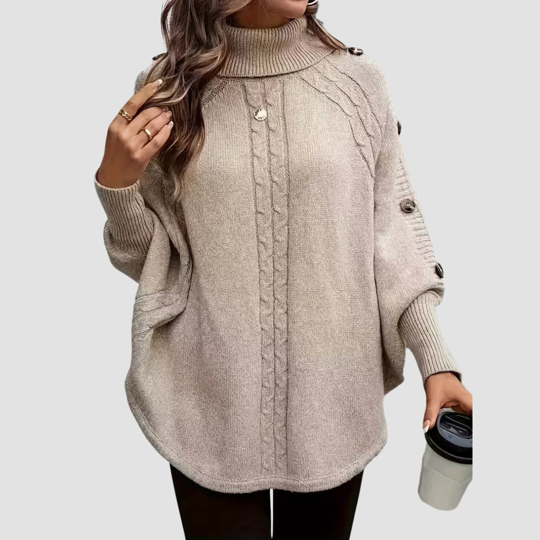 High-Neck Twisted Front Sweater – Cosy Refinement