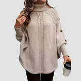 High-Neck Twisted Front Sweater – Cosy Refinement
