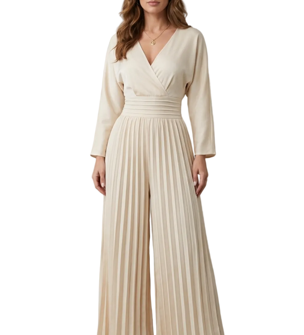 Isla – Pleated Wide-Leg Jumpsuit – Effortless Elegance