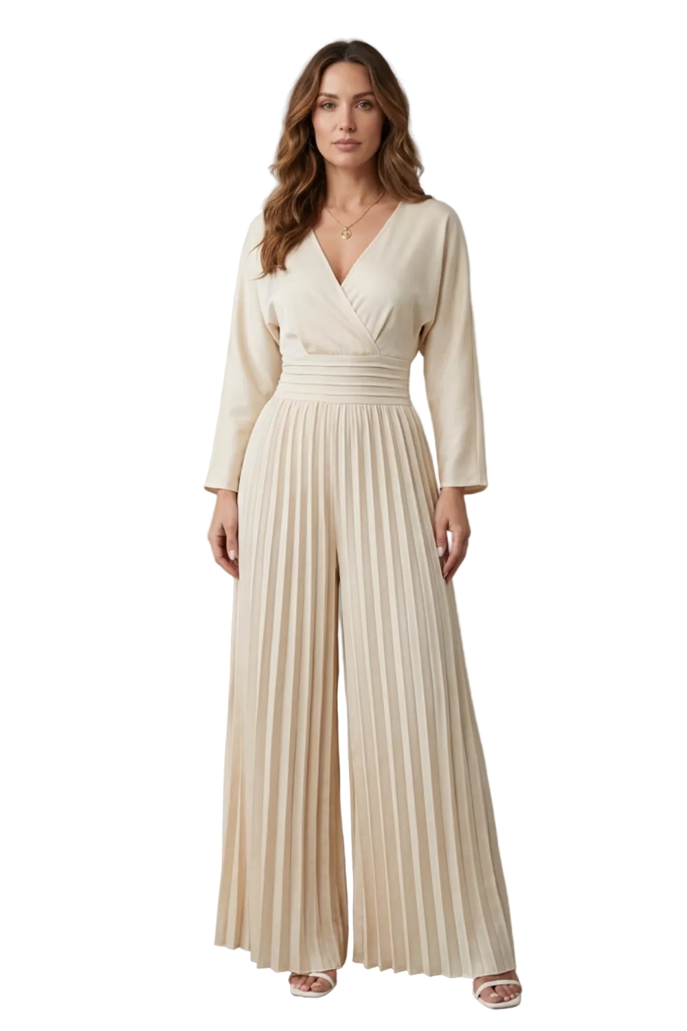 Isla – Pleated Wide-Leg Jumpsuit – Effortless Elegance