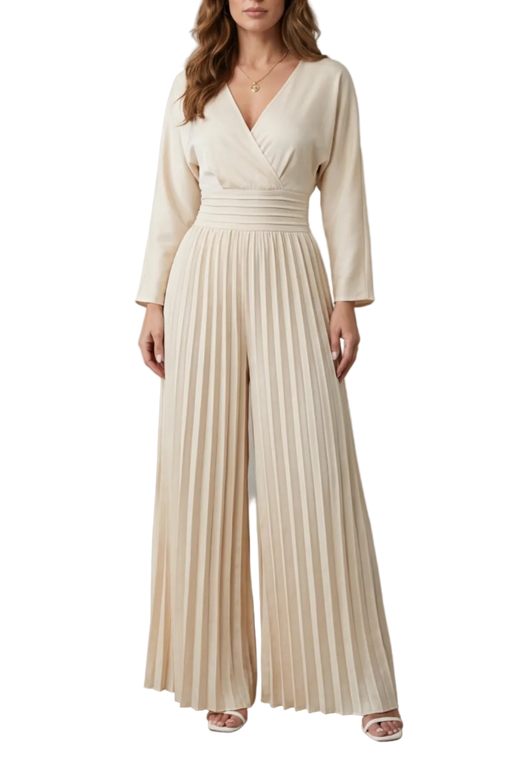 Isla – Pleated Wide-Leg Jumpsuit – Effortless Elegance