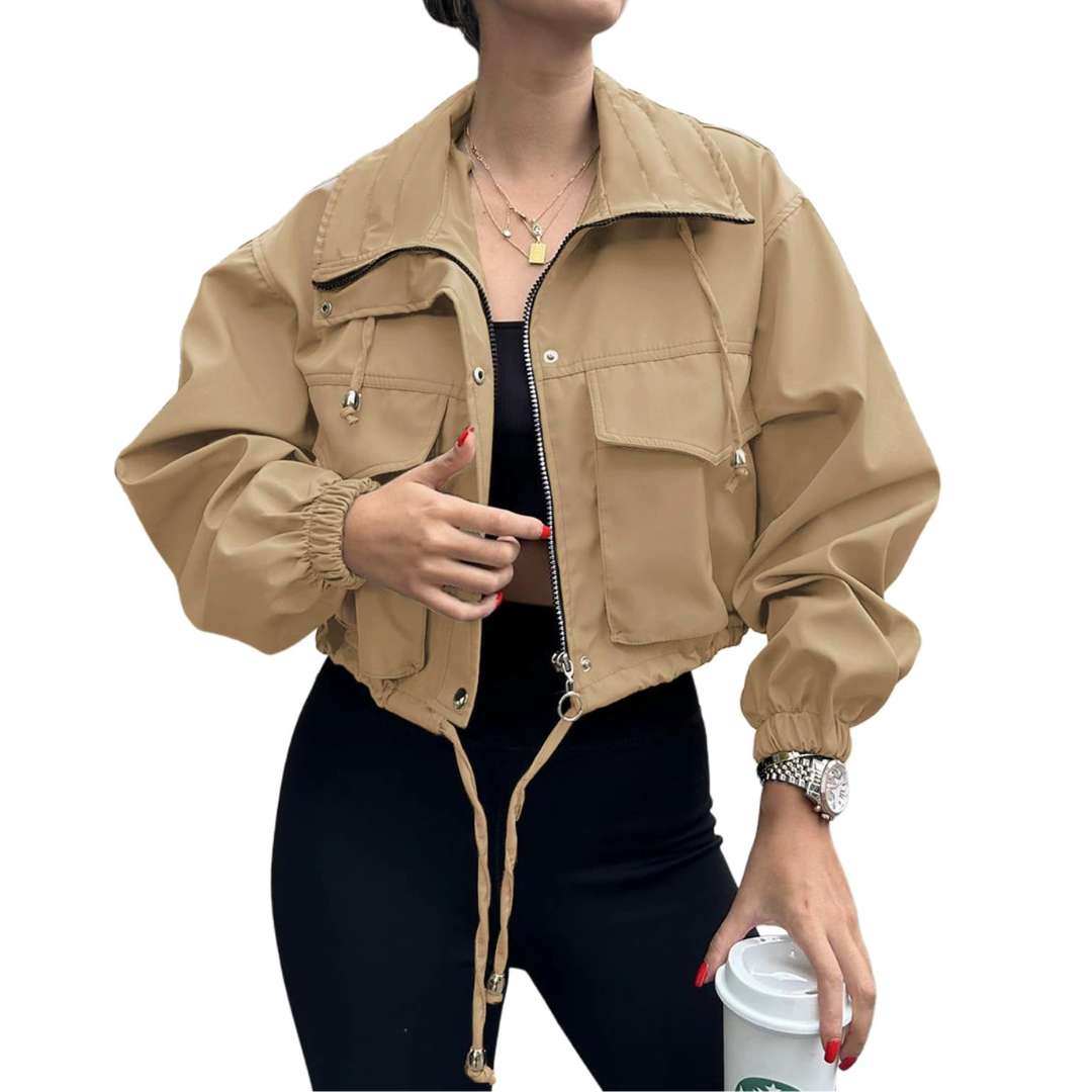 REYNA™ – Solid Zip-Up Crop Jacket