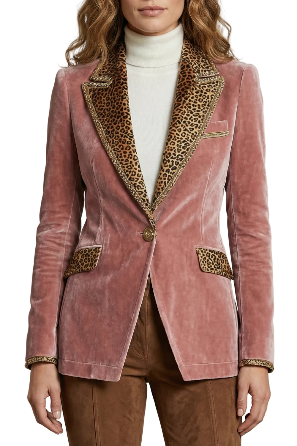 Léovelle – Leopard contrast elegant cut – Velvet blazer