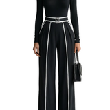 Lunaira – Contrast piping detail – High-neck jumpsuit