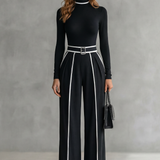 Lunaira – Contrast piping detail – High-neck jumpsuit