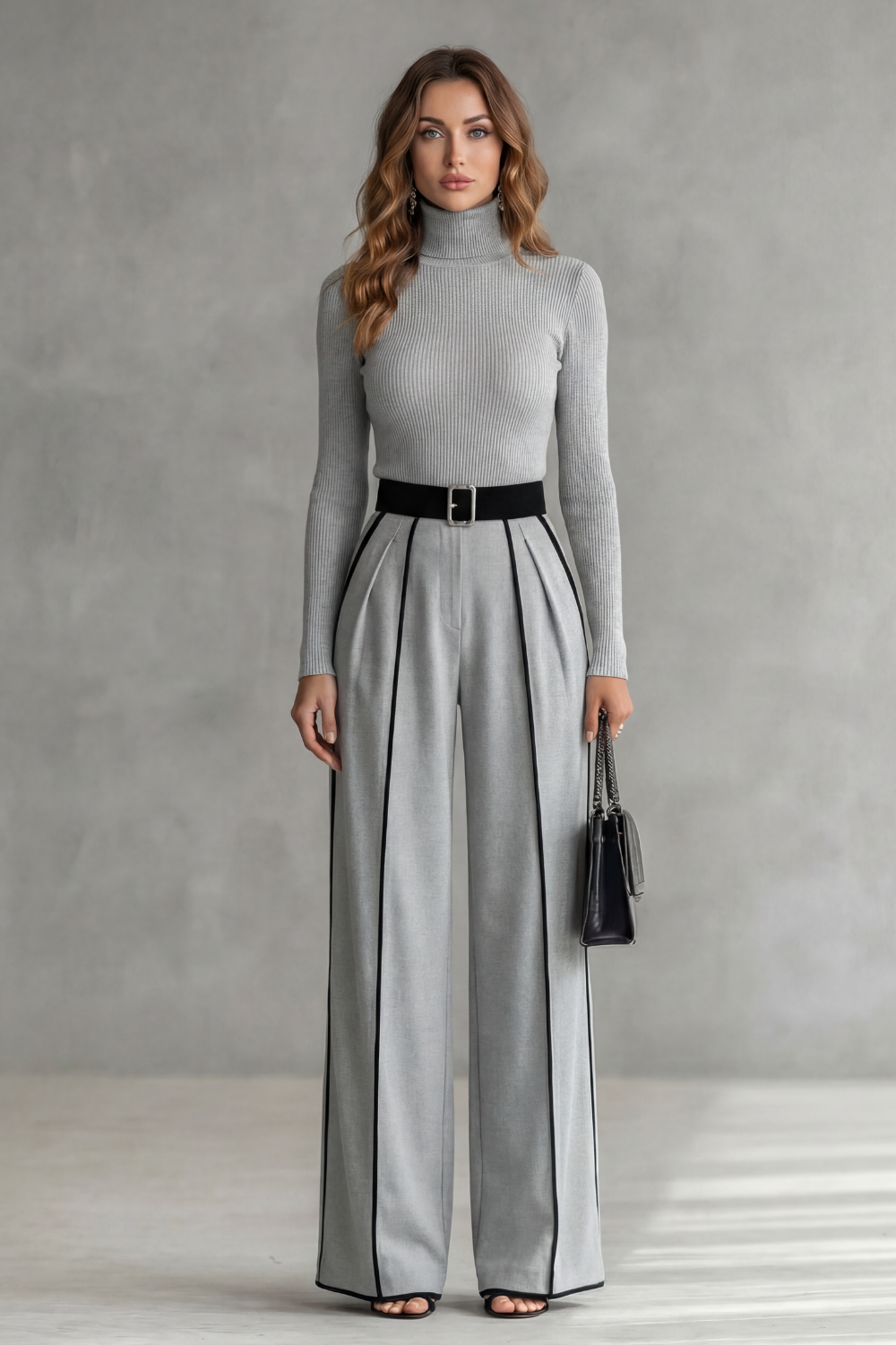 Lunaira – Contrast piping detail – High-neck jumpsuit