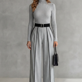 Lunaira – Contrast piping detail – High-neck jumpsuit