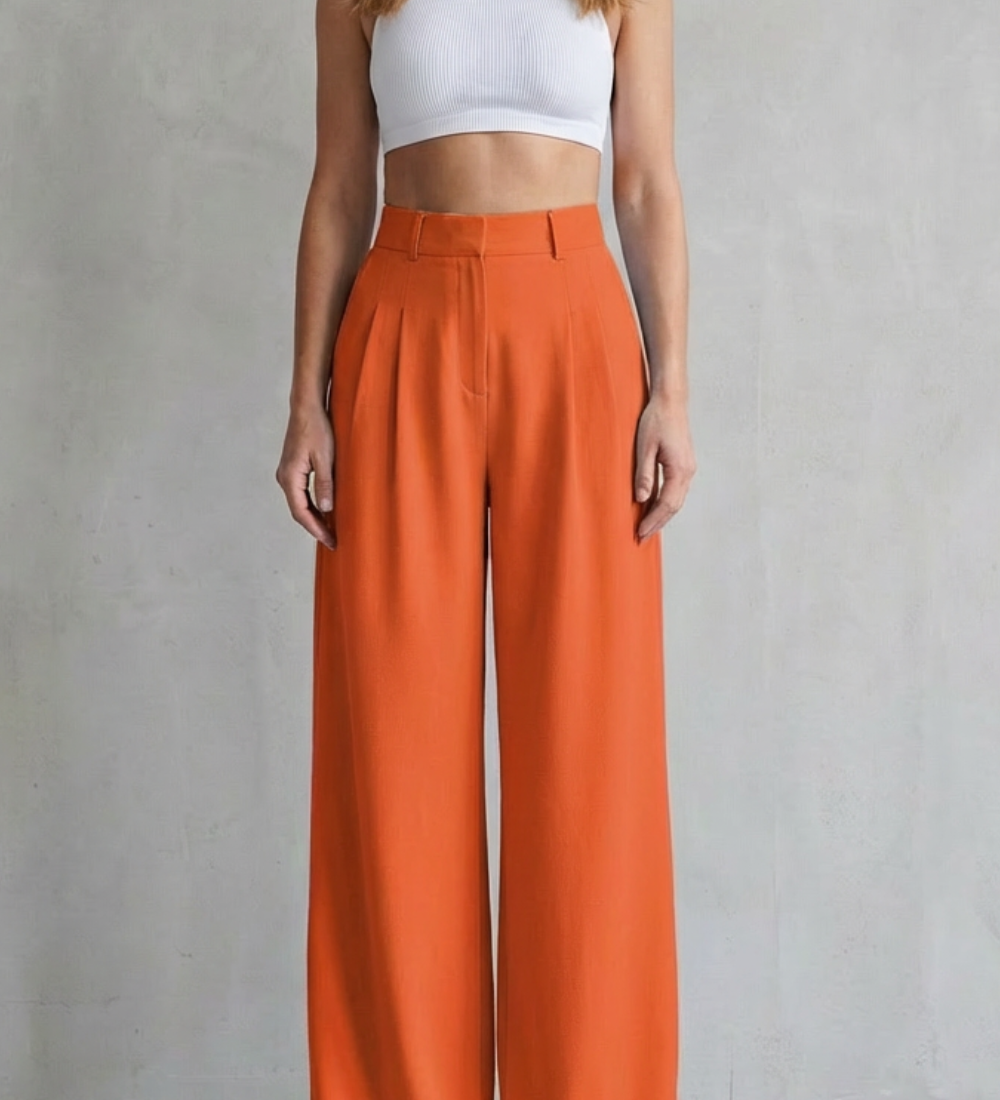 Lunévia – Flowing drape – Wide-leg tailored trousers