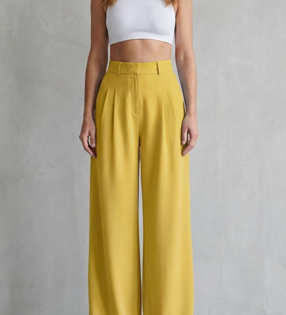 Lunévia – Flowing drape – Wide-leg tailored trousers