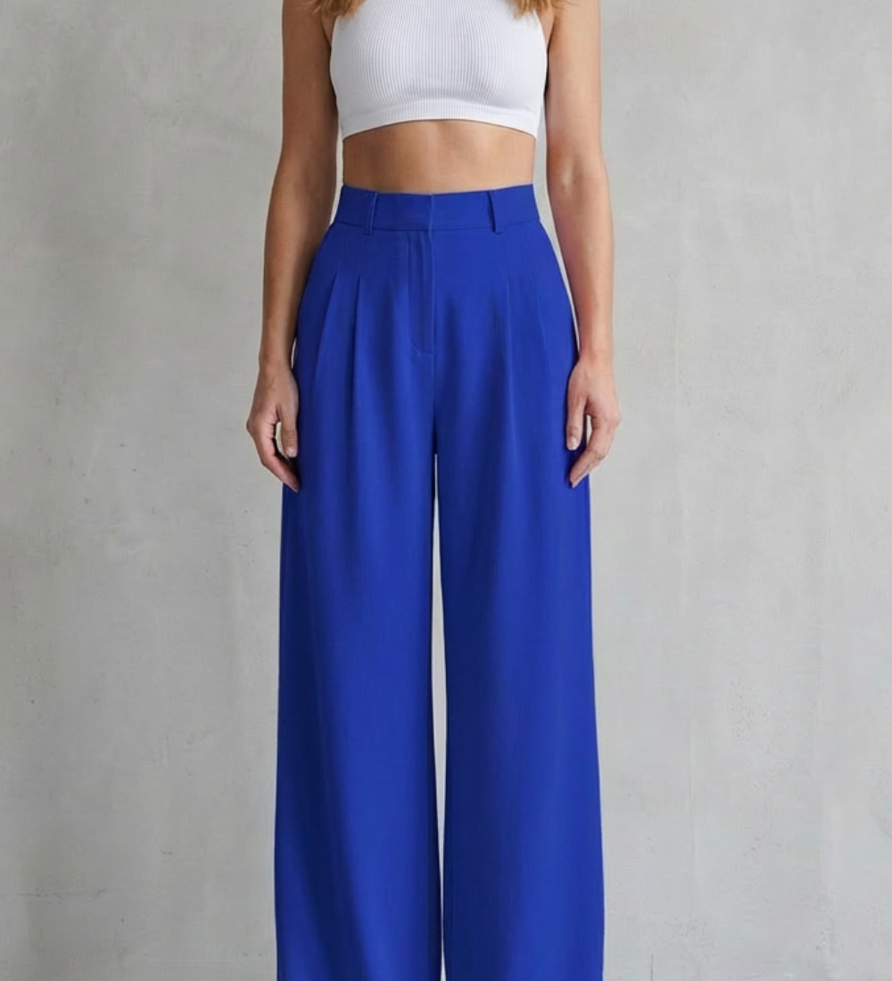 Lunévia – Flowing drape – Wide-leg tailored trousers