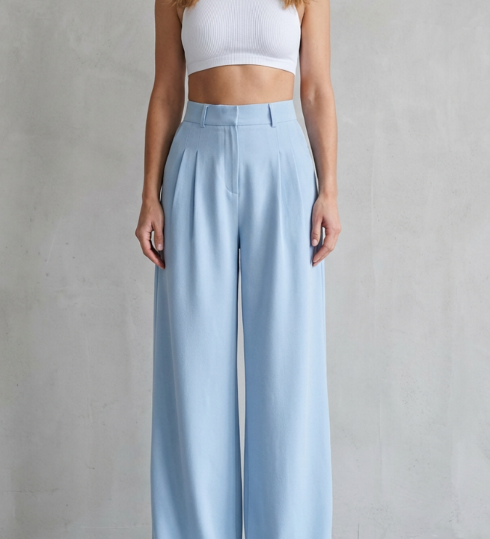 Lunévia – Flowing drape – Wide-leg tailored trousers