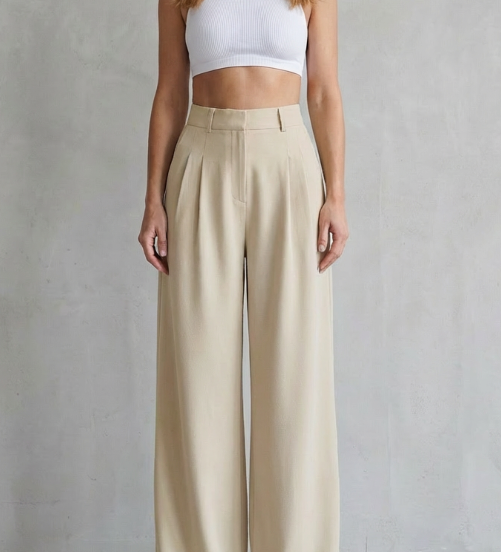 Lunévia – Flowing drape – Wide-leg tailored trousers