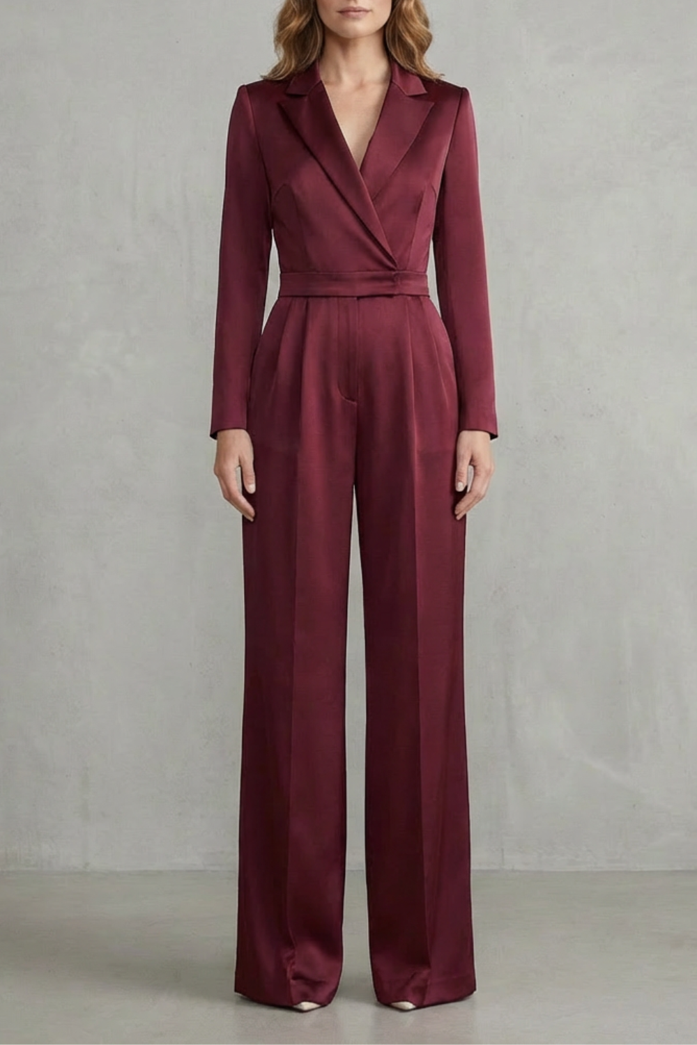 Meilun – Slant-breasted Mid-waist Pantsuit – Elegant Commuter Jumpsuit