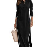MINIMALIST MAXI SWEATSHIRT DRESS WITH CONTRAST COLLAR