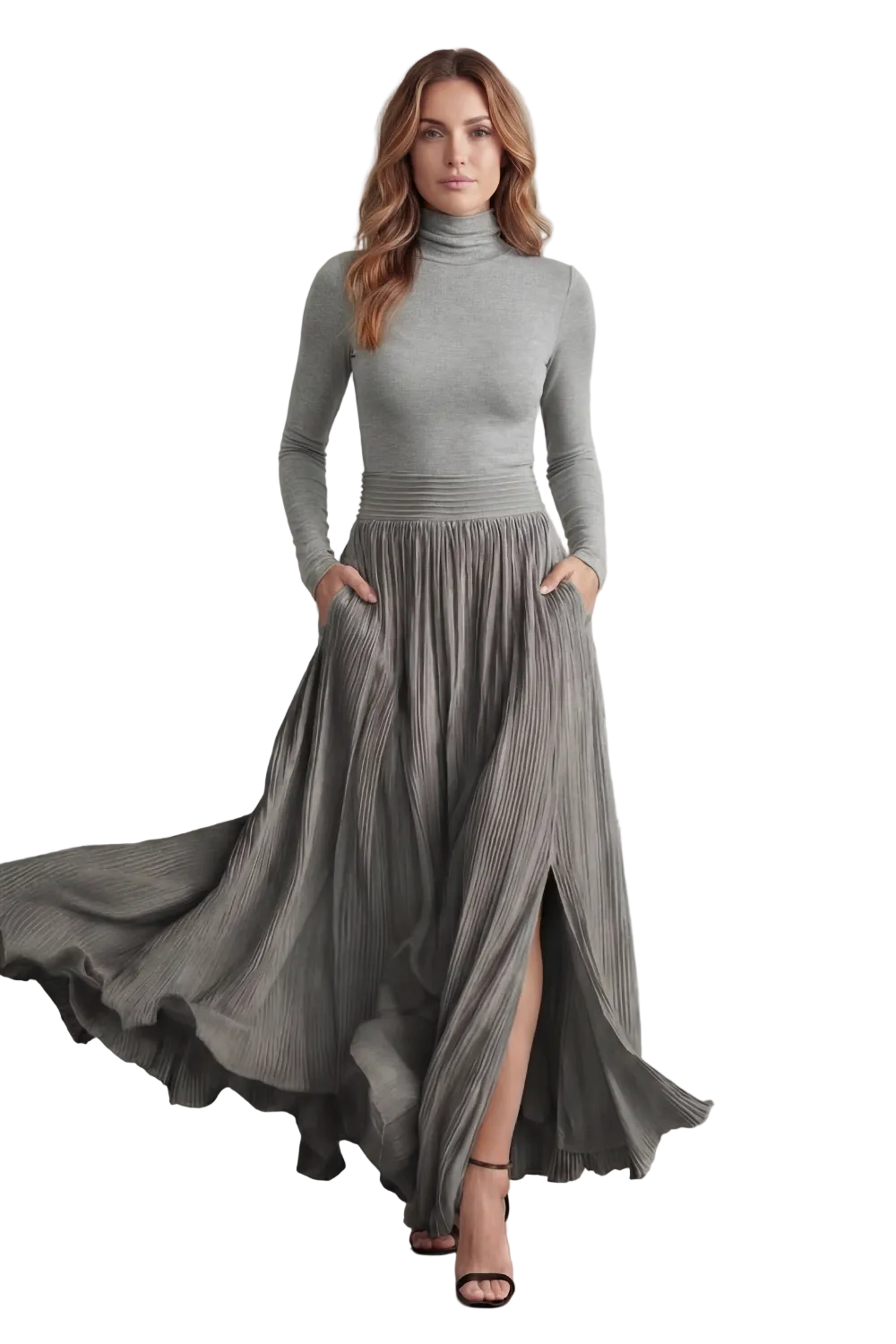 Neravelle – Pleated flow silhouette – Two-piece turtleneck set