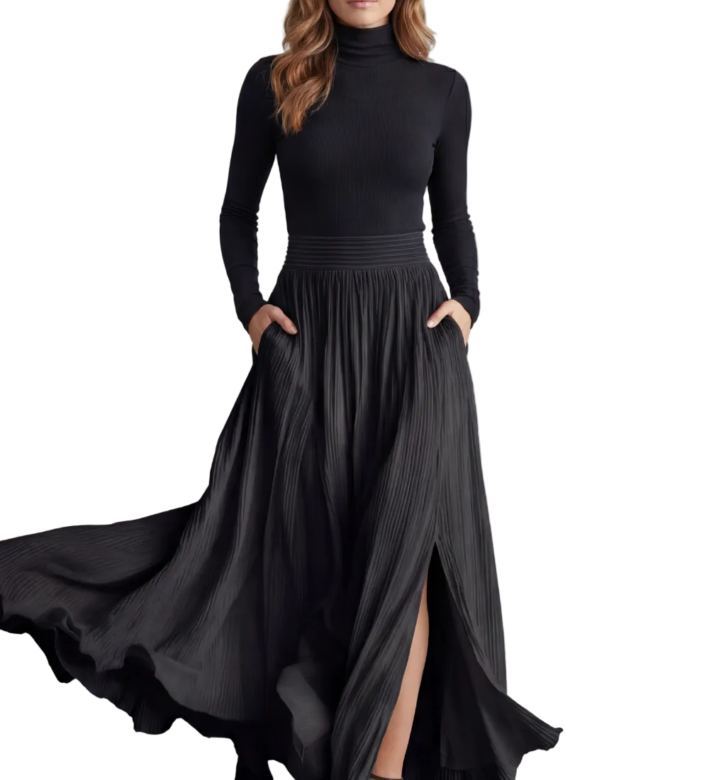 Neravelle – Pleated flow silhouette – Two-piece turtleneck set