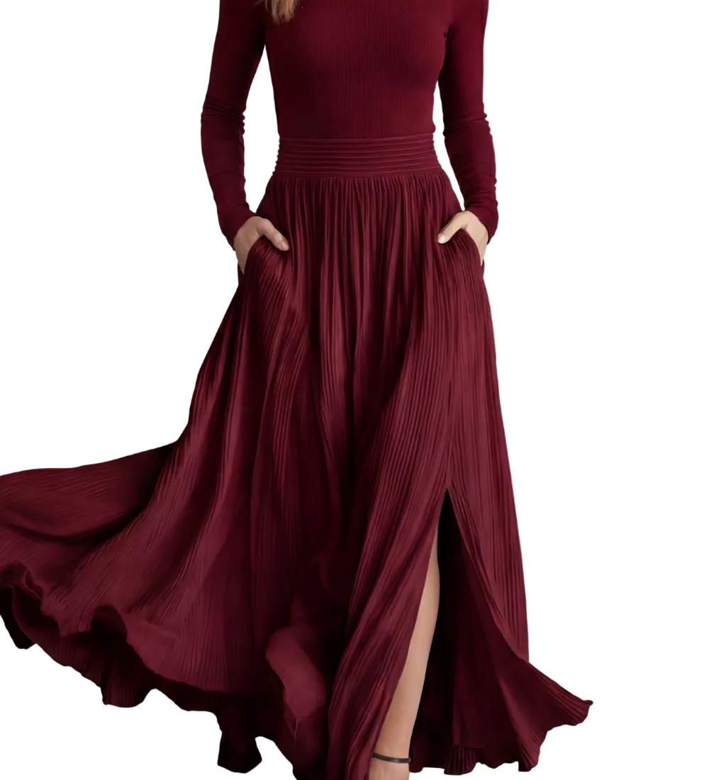 Neravelle – Pleated flow silhouette – Two-piece turtleneck set