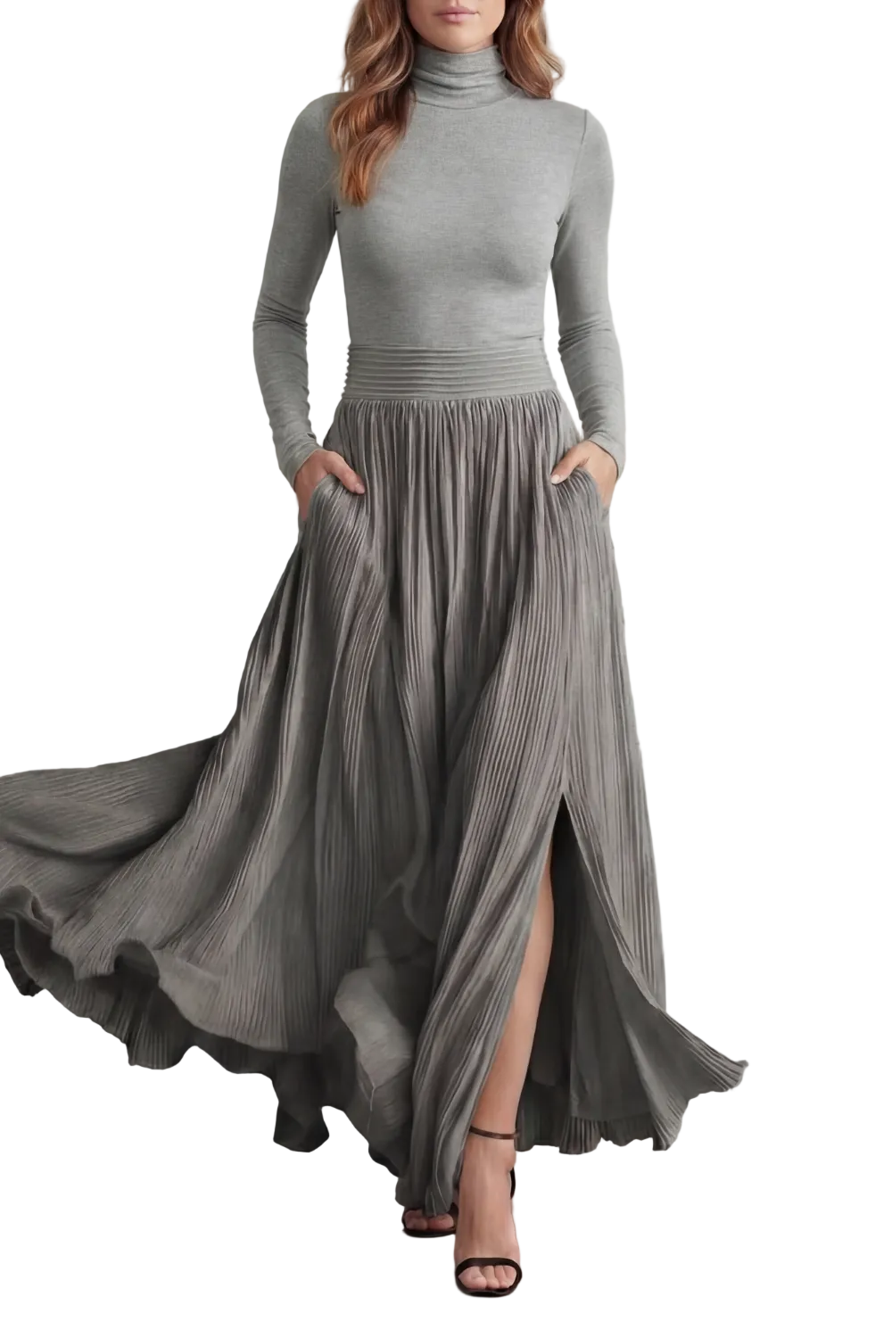 Neravelle – Pleated flow silhouette – Two-piece turtleneck set