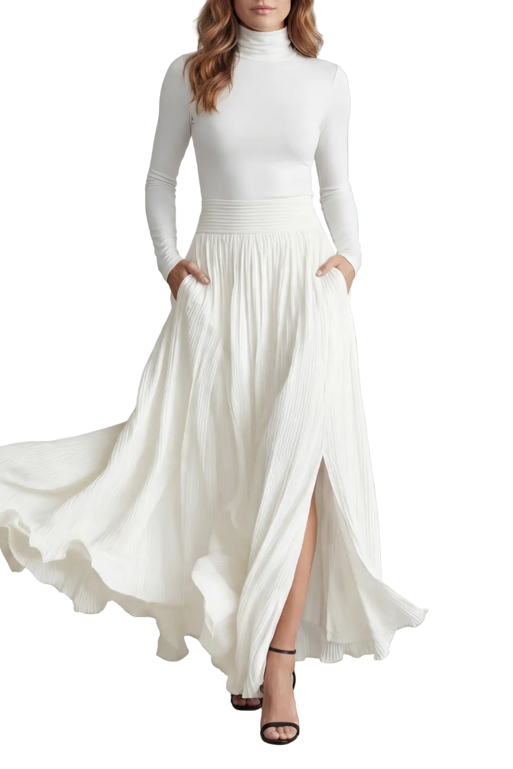Neravelle – Pleated flow silhouette – Two-piece turtleneck set