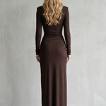 Noctavelle – Sculpted knot detail – High slit maxi dress