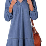 AMAIA™ – V Neck Puff Sleeve Babydoll Dress
