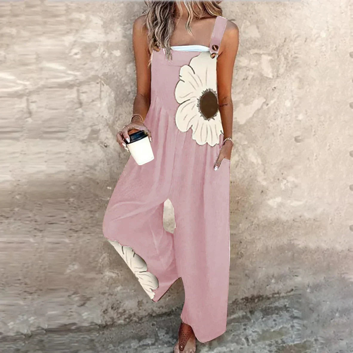 BLACK PRINTED COMFORT JUMPSUIT