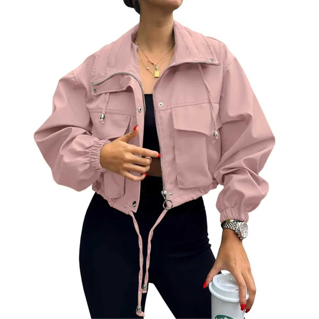 REYNA™ – Solid Zip-Up Crop Jacket