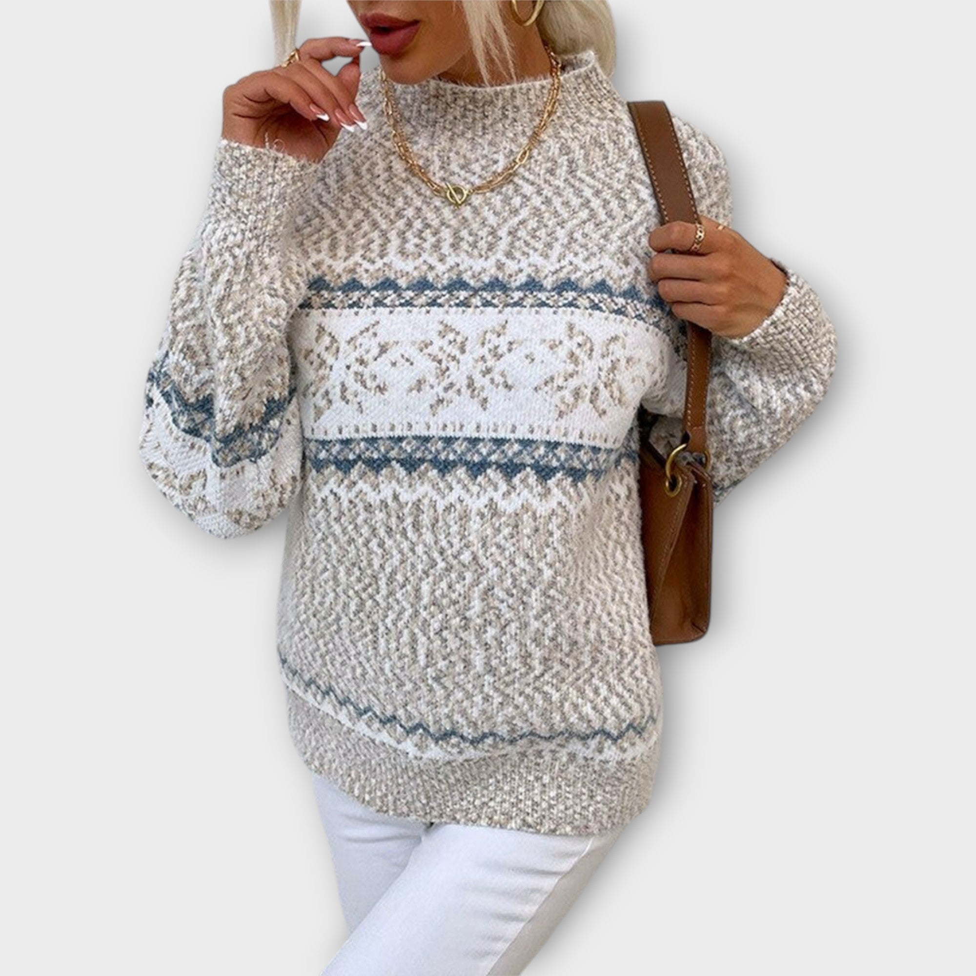 INGA™ – STRIKKET PULLOVER MED KLASSISK MØNSTER