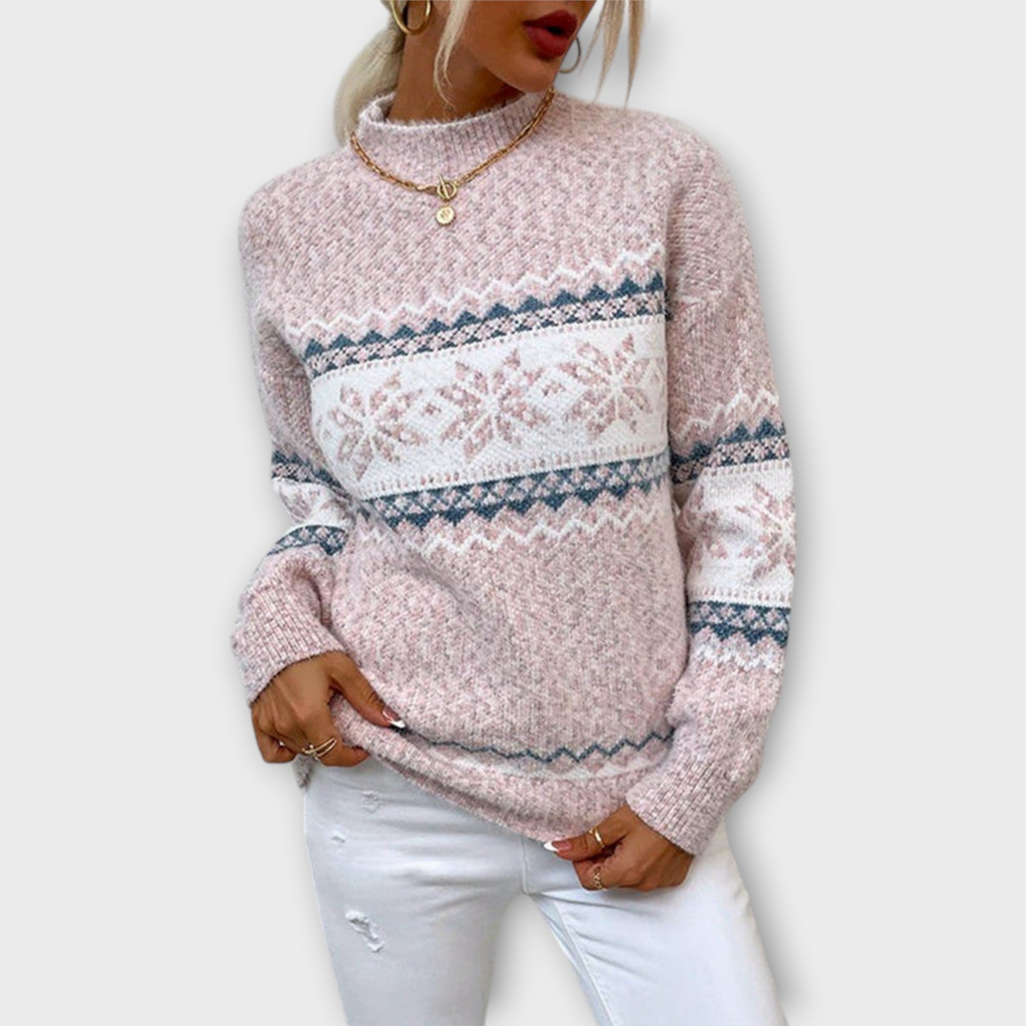 INGA™ – STRIKKET PULLOVER MED KLASSISK MØNSTER