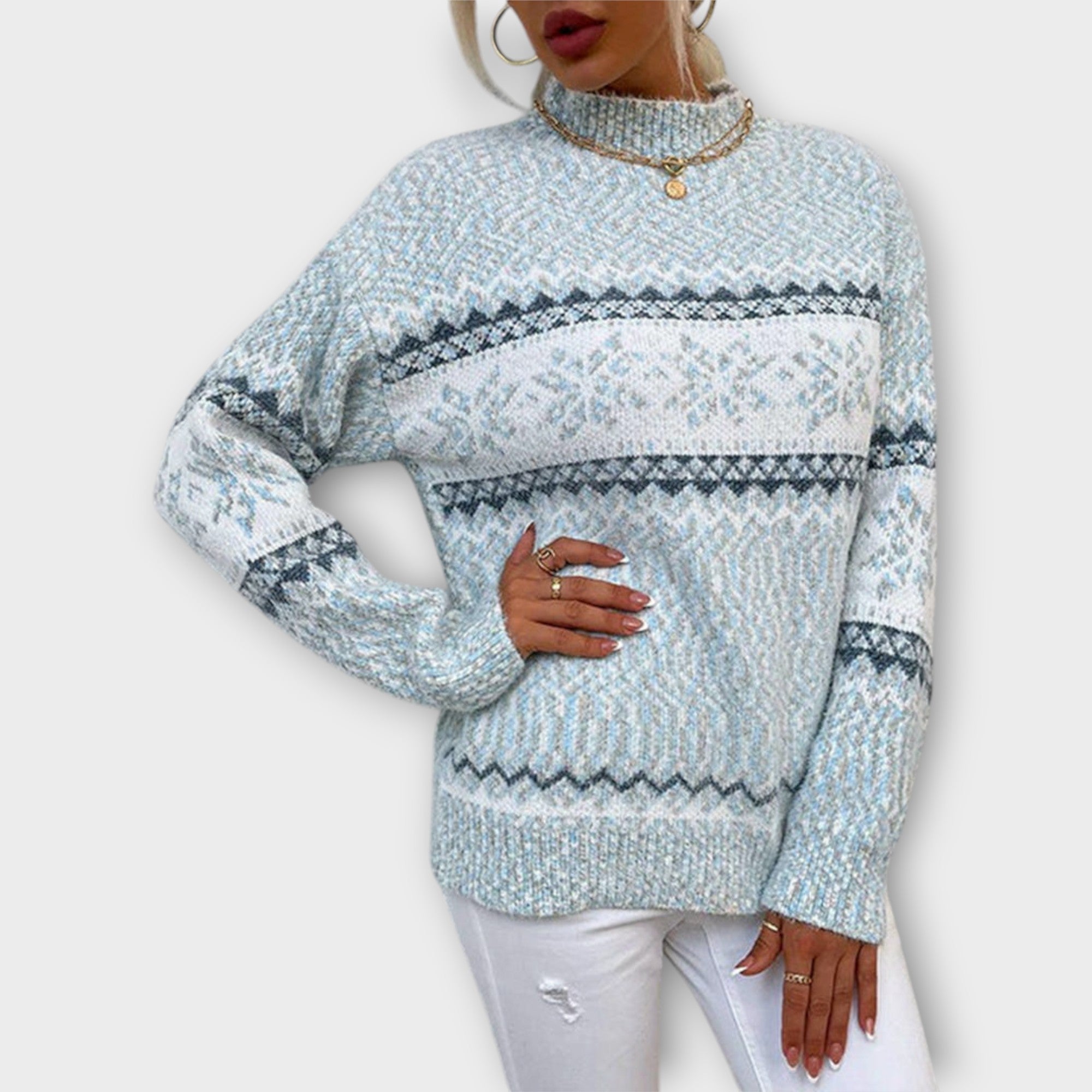 INGA™ – STRIKKET PULLOVER MED KLASSISK MØNSTER