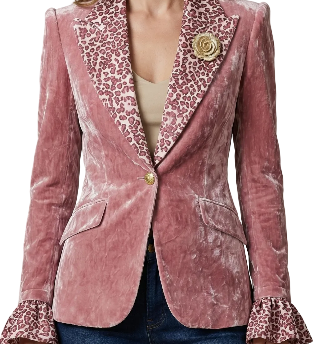 Rosavienne – Printed lapel statement – Velvet blazer