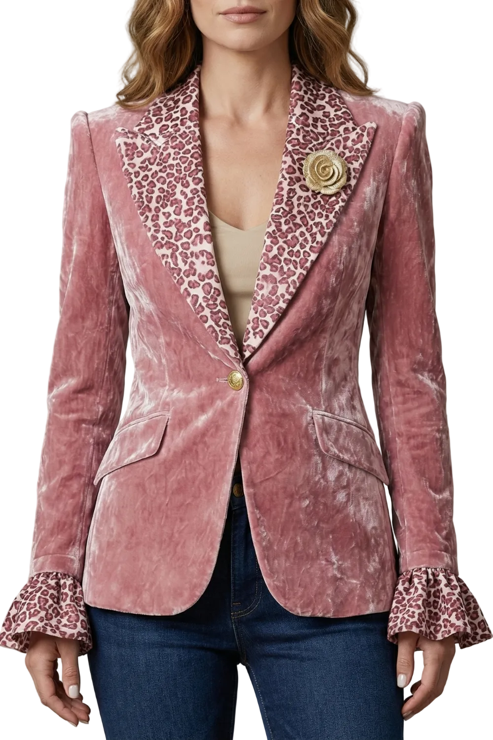 Rosavienne – Printed lapel statement – Velvet blazer
