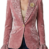 Rosavienne – Printed lapel statement – Velvet blazer